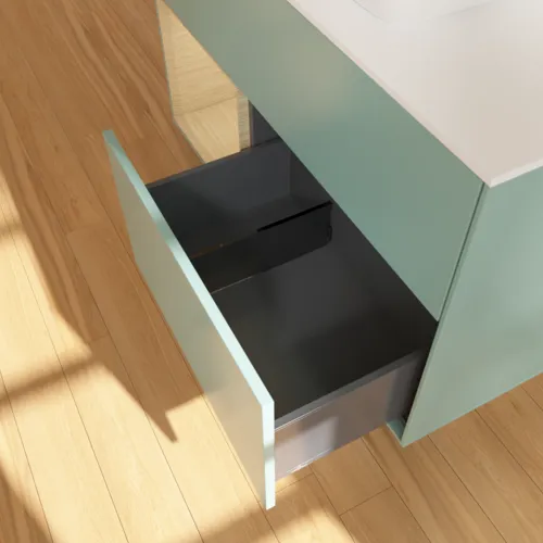 VILLEROY BOCH Toaletní skříňka Finion, s osvětlením, 2 výsuvy, 1000 x 603 x 501 mm, olivový matný lak / dubová dýha / sklo bílé matné #F771PCGM, obrázek 7