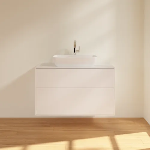 VILLEROY BOCH Toaletní skříňka Finion, 2 výsuvy, 1000 x 603 x 501 mm, bílý matný lak / sklo bílé matné #F76100MT, obrázek 3