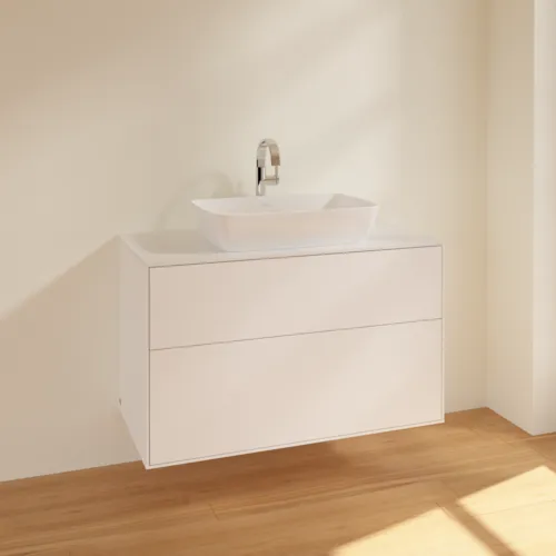 VILLEROY BOCH Toaletní skříňka Finion, 2 výsuvy, 1000 x 603 x 501 mm, bílý matný lak / sklo bílé matné #F76100MT, obrázek 2