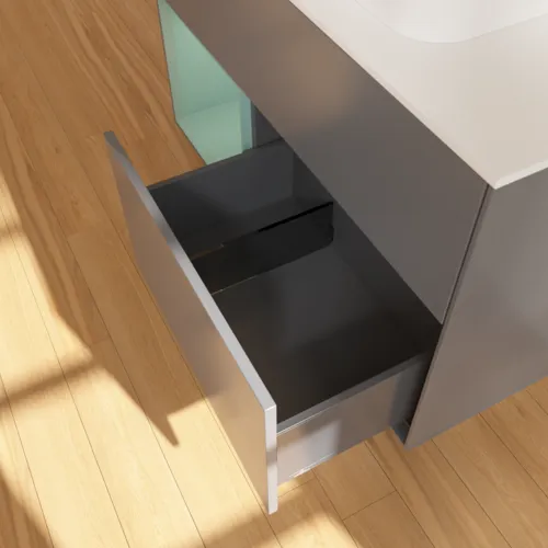 VILLEROY BOCH Toaletní skříňka Finion, s osvětlením, 2 výsuvy, 1000 x 603 x 501 mm, antracitový matný lak / olivový matný lak / bílé matné sklo #F361GMGK, obrázek 7