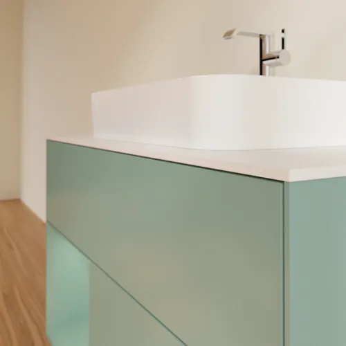 VILLEROY BOCH Toaletní skříňka Finion, s osvětlením, 2 výsuvy, 1000 x 603 x 501 mm, olivově matný lak / olivově matný lak / sklo bílé matné #F361GMGM, obrázek 6