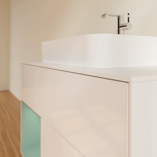 VILLEROY BOCH Toaletní skříňka Finion, s osvětlením, 2 výsuvy, 1000 x 603 x 501 mm, lesklý bílý lak / olivově matný lak / sklo bílé matné #F361GMGF, obrázek 6
