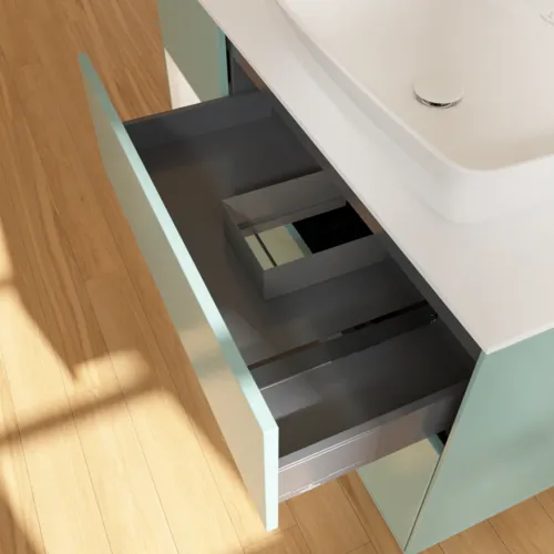 VILLEROY BOCH Toaletní skříňka Finion, s osvětlením, 3 výsuvy, 1200 x 603 x 501 mm, olivový matný lak / bílý matný lak / bílé matné sklo #F801MTGM, obrázek 7
