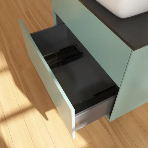 VILLEROY BOCH Toaletní skříňka Finion, 2 výsuvy, 800 x 603 x 501 mm, olivově matný lak / sklo černé matné #F75200GM, obrázek 6