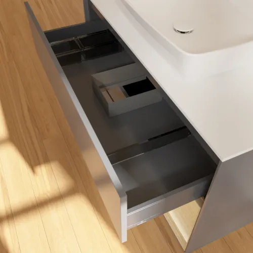 VILLEROY BOCH Toaletní skříňka Finion, s osvětlením, 2 výsuvy, 1000 x 603 x 501 mm, antracit matný lak / dubová dýha / sklo bílé matné #F781PCGK, obrázek 8