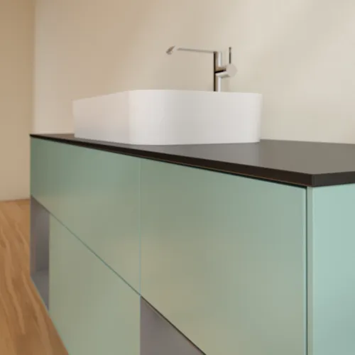 VILLEROY BOCH Toaletní skříňka Finion, s osvětlením, 4 výsuvy, 1600 x 603 x 501 mm, olivový matný lak / antracitový matný lak / černé matné sklo #F332GKGM, obrázek 6