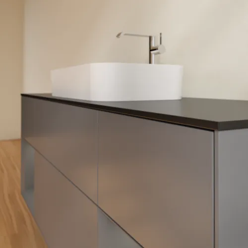 VILLEROY BOCH Toaletní skříňka Finion, s osvětlením, 4 výsuvy, 1600 x 603 x 501 mm, antracit matný lak / antracit matný lak / sklo černé matné #F332GKGK, obrázek 6