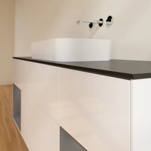 VILLEROY BOCH Toaletní skříňka Finion, s osvětlením, 4 výsuvy, 1600 x 603 x 501 mm, lesklý bílý lak / antracitový matný lak / černé matné sklo #F742GKGF, obrázek 6