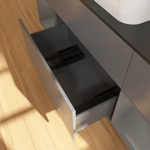VILLEROY BOCH Toaletní skříňka Finion, s osvětlením, 4 výsuvy, 1600 x 603 x 501 mm, antracit matný lak / antracit matný lak / sklo černé matné #F742GKGK, obrázek 7