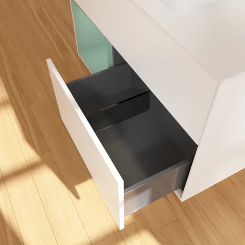 VILLEROY BOCH Toaletní skříňka Finion, s osvětlením, 2 výsuvy, 1000 x 603 x 501 mm, bílý matný lak / olivový matný lak / bílé matné sklo #F771GMMT, obrázek 7