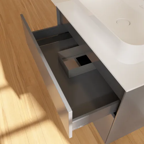 VILLEROY BOCH Toaletní skříňka Finion, 2 výsuvy, 800 x 603 x 501 mm, antracit matný lak / sklo bílé matné #F34100GK, obrázek 8