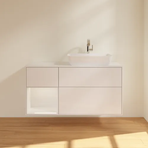 VILLEROY BOCH Toaletní skříňka Finion, s osvětlením, 3 výsuvy, 1200 x 603 x 501 mm, lesklý bílý lak / lesklý bílý lak / sklo bílé matné #F801GFGF, obrázek 2