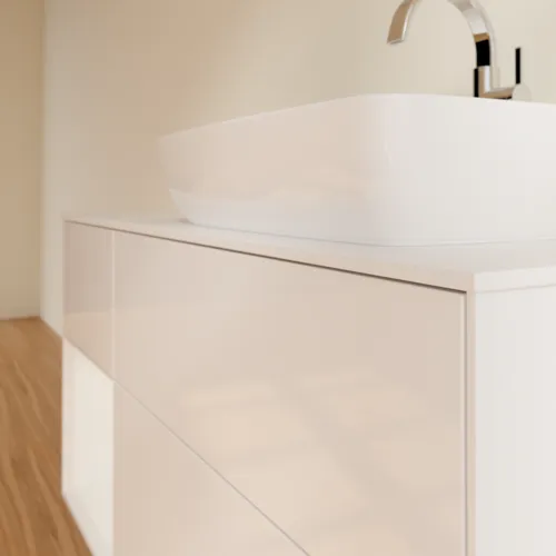 VILLEROY BOCH Toaletní skříňka Finion, s osvětlením, 3 výsuvy, 1200 x 603 x 501 mm, lesklý bílý lak / lesklý bílý lak / sklo bílé matné #F801GFGF, obrázek 3