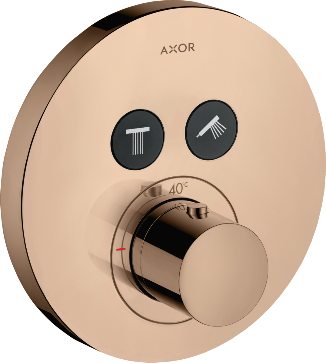 HANSGROHE AXOR ShowerSolutions Termostat skrytý kulatý pro 2 spotřebiče #36723300 - Leštěná červená zlatá