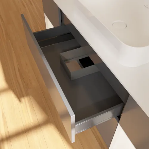VILLEROY BOCH Toaletní skříňka Finion, s osvětlením, 4 výsuvy, 1600 x 603 x 501 mm, antracitový matný lak / bílý matný lak / bílé matné sklo #F741MTGK, obrázek 8