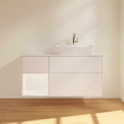 VILLEROY BOCH Toaletní skříňka Finion, s osvětlením, 3 výsuvy, 1200 x 603 x 501 mm, bílý matný lak / bílý matný lak / sklo bílé matné #F801MTMT, obrázek 3
