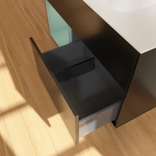 VILLEROY BOCH Toaletní skříňka Finion, s osvětlením, 2 výsuvy, 1000 x 603 x 501 mm, černý matný lak / olivový matný lak / bílé matné sklo #F361GMPD, obrázek 7