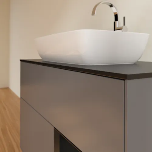 VILLEROY BOCH Toaletní skříňka Finion, s osvětlením, 2 výsuvy, 1000 x 603 x 501 mm, antracitový matný lak / černý matný lak / černé matné sklo #F782PDGK, obrázek 6