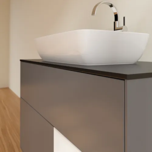 VILLEROY BOCH Toaletní skříňka Finion, s osvětlením, 2 výsuvy, 1000 x 603 x 501 mm, antracit matný lak / lesklý bílý lak / sklo černé matné #F782GFGK, obrázek 6
