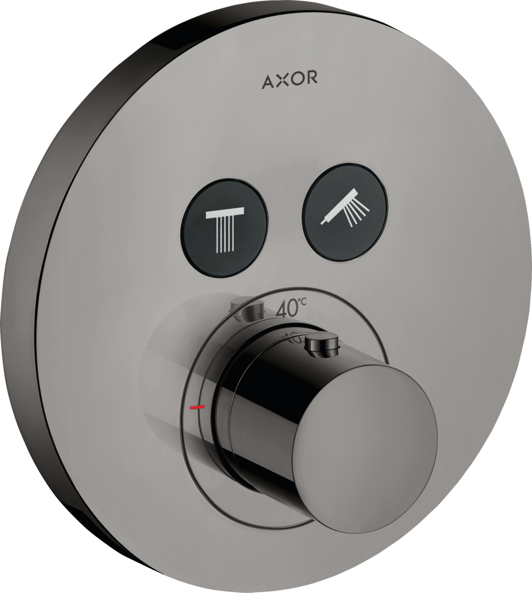 HANSGROHE AXOR ShowerSolutions Termostat skrytý kulatý pro 2 spotřebiče #36723330 - leštěný černý chrom