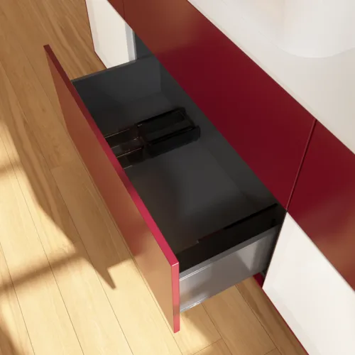 VILLEROY BOCH Toaletní skříňka Finion, s osvětlením, 4 výsuvy, 1600 x 603 x 501 mm, Pivoňka matný lak / Bílý matný lak / Sklo bílé matné #F741MTHB, obrázek 7