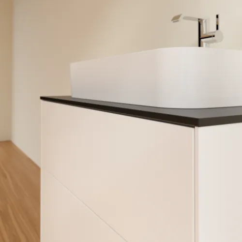 VILLEROY BOCH Toaletní skříňka Finion, 2 výsuvy, 800 x 603 x 501 mm, bílý matný lak / černé matné sklo #F34200MT, obrázek 5