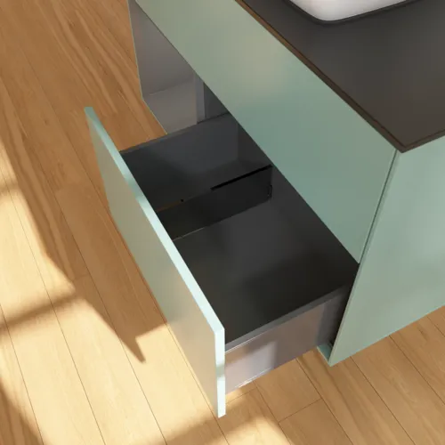 VILLEROY BOCH Toaletní skříňka Finion, s osvětlením, 2 výsuvy, 1000 x 603 x 501 mm, olivový matný lak / antracitový matný lak / černé matné sklo #F772GKGM, obrázek 7