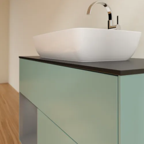VILLEROY BOCH Toaletní skříňka Finion, s osvětlením, 2 výsuvy, 1000 x 603 x 501 mm, olivový matný lak / antracitový matný lak / černé matné sklo #F772GKGM, obrázek 6