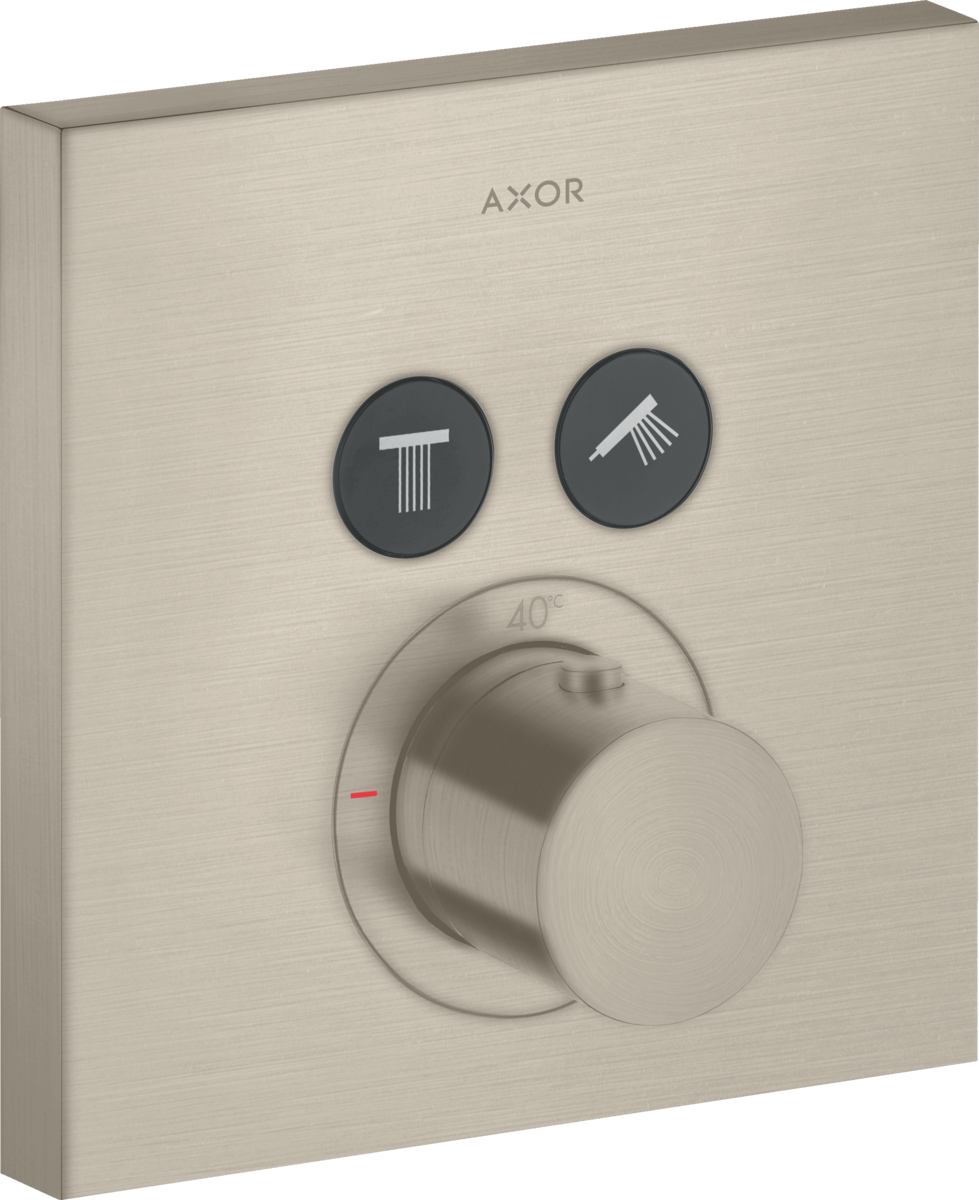 HANSGROHE AXOR ShowerSolutions Termostat s podomítkovou instalací, hranatá verze, pro 2 spotřebiče #36715820 - kartáčovaný nikl