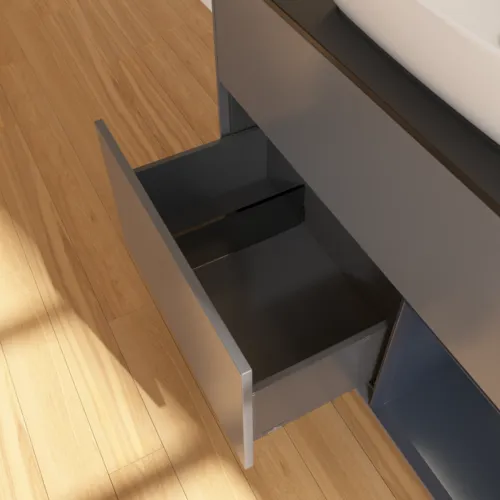 VILLEROY BOCH Toaletní skříňka Finion, s osvětlením, 2 výsuvy, 1000 x 603 x 501 mm, antracitový matný lak / půlnoční modrý matný lak / černé matné sklo #F782HGGK, obrázek 7
