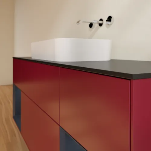 VILLEROY BOCH Toaletní skříňka Finion, s osvětlením, 4 výsuvy, 1600 x 603 x 501 mm, Peony Matt Lacquer / Midnight Blue Matt Lacquer / Glass Black Matt #F742HGHB, obrázek 6