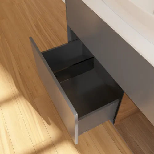 VILLEROY BOCH Toaletní skříňka Finion, s osvětlením, 2 výsuvy, 1000 x 603 x 501 mm, antracit matný lak / ořechová dýha / sklo bílé matné #F781GNGK, obrázek 7