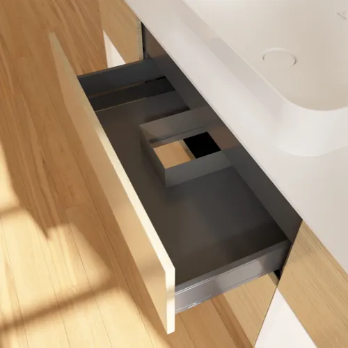 VILLEROY BOCH Toaletní skříňka Finion, s osvětlením, 4 výsuvy, 1600 x 603 x 501 mm, dubová dýha / bílý matný lak / bílé matné sklo #F741MTPC, obrázek 8