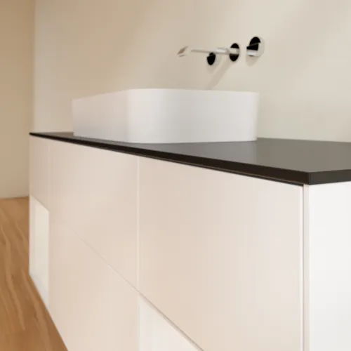 VILLEROY BOCH Toaletní skříňka Finion, s osvětlením, 4 výsuvy, 1600 x 603 x 501 mm, bílý matný lak / bílý lesklý lak / černé matné sklo #F742GFMT, obrázek 6