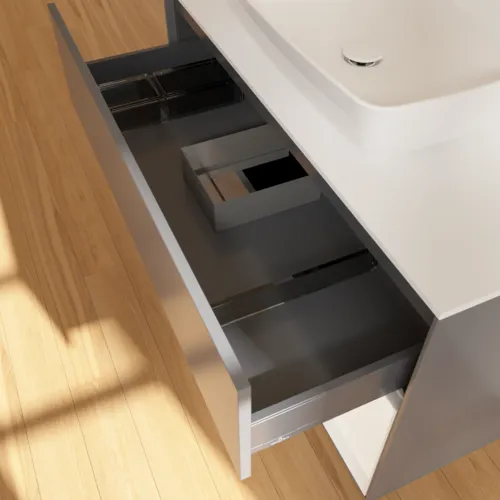 VILLEROY BOCH Toaletní skříňka Finion, s osvětlením, 2 výsuvy, 1000 x 603 x 501 mm, antracitový matný lak / bílý matný lak / bílé matné sklo #F781MTGK, obrázek 8