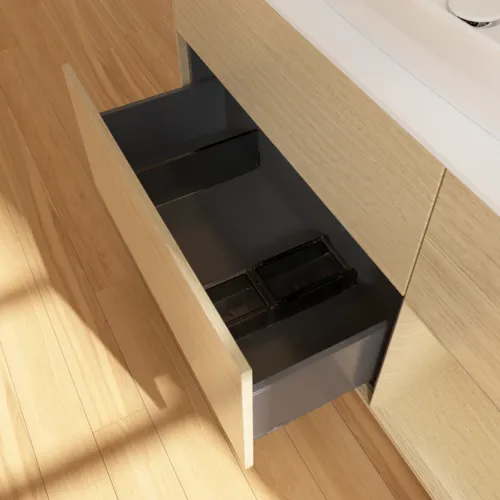 VILLEROY BOCH Toaletní skříňka Finion, s osvětlením, 3 výsuvy, 1200 x 603 x 501 mm, dubová dýha / dubová dýha / sklo bílé matné #F831PCPC, obrázek 7