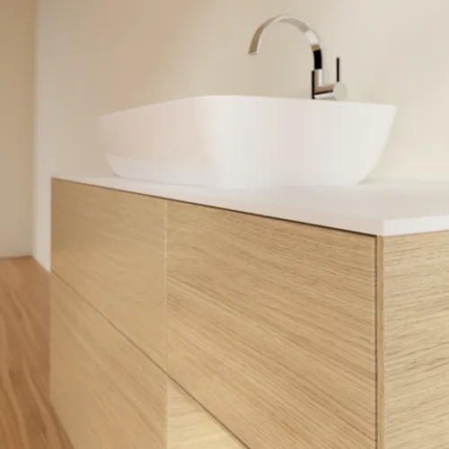 VILLEROY BOCH Toaletní skříňka Finion, s osvětlením, 3 výsuvy, 1200 x 603 x 501 mm, dubová dýha / dubová dýha / sklo bílé matné #F831PCPC, obrázek 6