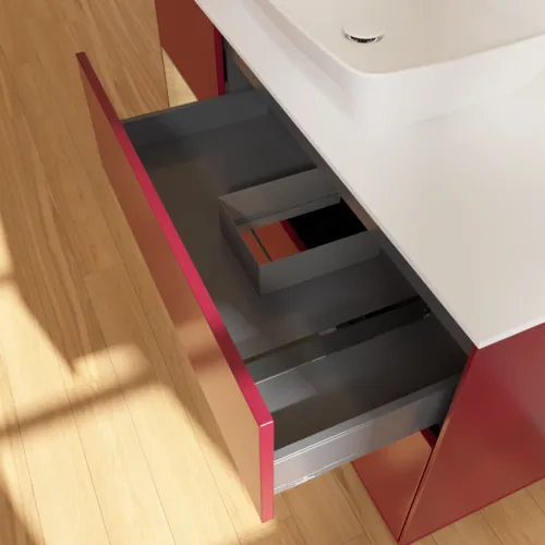 VILLEROY BOCH Toaletní skříňka Finion, s osvětlením, 3 výsuvy, 1200 x 603 x 501 mm, matný lak Peony / dubová dýha / bílé matné sklo #F821PCHB, obrázek 8
