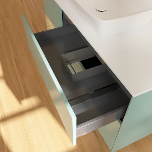 VILLEROY BOCH Toaletní skříňka Finion, s osvětlením, 3 výsuvy, 1200 x 603 x 501 mm, olivový matný lak / dubová dýha / sklo bílé matné #F821PCGM, obrázek 8
