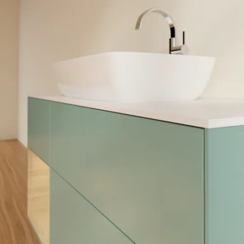 VILLEROY BOCH Toaletní skříňka Finion, s osvětlením, 3 výsuvy, 1200 x 603 x 501 mm, olivový matný lak / dubová dýha / sklo bílé matné #F821PCGM, obrázek 6