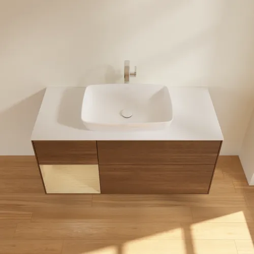 VILLEROY BOCH Toaletní skříňka Finion, s osvětlením, 3 výsuvy, 1200 x 603 x 501 mm, ořechová dýha / dubová dýha / sklo bílé matné #F821PCGN, obrázek 4