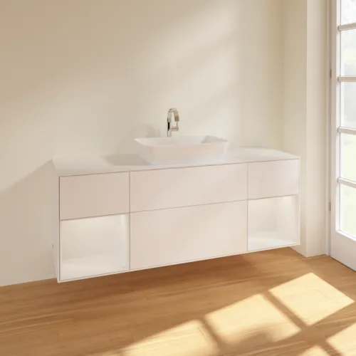 VILLEROY BOCH Toaletní skříňka Finion, s osvětlením, 4 výsuvy, 1600 x 603 x 501 mm, bílý matný lak / bílý lesklý lak / bílé matné sklo #F861GFMT, obrázek 2