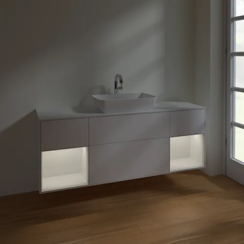 VILLEROY BOCH Toaletní skříňka Finion, s osvětlením, 4 výsuvy, 1600 x 603 x 501 mm, bílý matný lak / bílý lesklý lak / bílé matné sklo #F861GFMT, obrázek 5