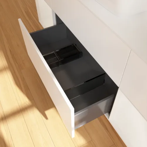 VILLEROY BOCH Toaletní skříňka Finion, s osvětlením, 4 výsuvy, 1600 x 603 x 501 mm, bílý matný lak / bílý lesklý lak / bílé matné sklo #F861GFMT, obrázek 7