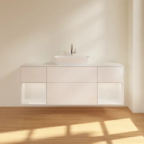 VILLEROY BOCH Toaletní skříňka Finion, s osvětlením, 4 výsuvy, 1600 x 603 x 501 mm, bílý matný lak / bílý lesklý lak / bílé matné sklo #F861GFMT, obrázek 3