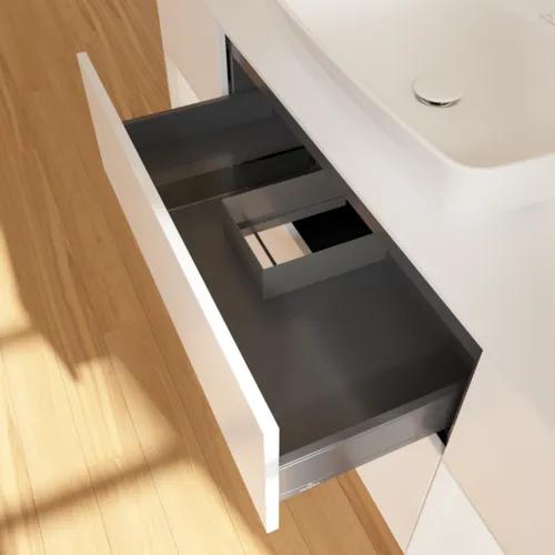 VILLEROY BOCH Toaletní skříňka Finion, s osvětlením, 4 výsuvy, 1600 x 603 x 501 mm, bílý matný lak / bílý lesklý lak / bílé matné sklo #F861GFMT, obrázek 8