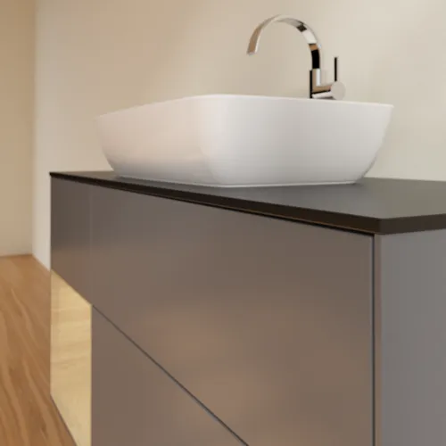 VILLEROY BOCH Toaletní skříňka Finion, s osvětlením, 3 výsuvy, 1200 x 603 x 501 mm, antracitový matný lak / dubová dýha / černé matné sklo #F822PCGK, obrázek 6
