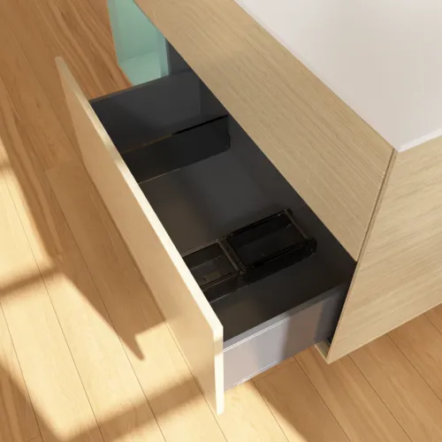 VILLEROY BOCH Toaletní skříňka Finion, s osvětlením, 3 výsuvy, 1200 x 603 x 501 mm, dubová dýha / olivový matný lak / sklo bílé matné #F821GMPC, obrázek 7