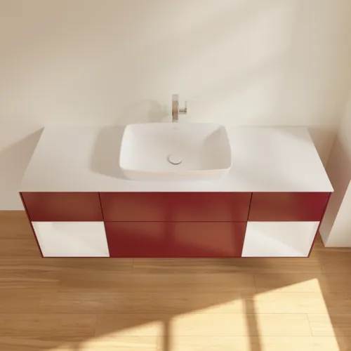 VILLEROY BOCH Toaletní skříňka Finion, s osvětlením, 4 výsuvy, 1600 x 603 x 501 mm, matný lak Peony / lesklý bílý lak / matné bílé sklo #F861GFHB, obrázek 4