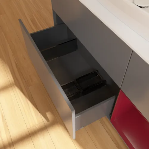 VILLEROY BOCH Toaletní skříňka Finion, s osvětlením, 3 výsuvy, 1200 x 603 x 501 mm, antracitový matný lak / pivoňkový matný lak / bílé matné sklo #F831HBGK, obrázek 7